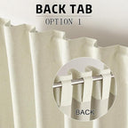 96 Inch Long Blackout Curtains - Extra Wide Thermal Insulated Sun Block Out Bedroom Linen Curtains 8 ft Window Covering Back Tab Rod Pocket Drapes for Hall Living Room W84 x L96,2 Pcs, Cream Beige