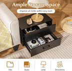 POWERSTONE 2 Drawers Storage Cabinets, Wooden Dresser Organizer, Under Desk Storage for Living Room, Bedroom, Home Office, Black