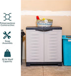 Sunnydaze Plastic Garage Storage Cabinet with Adjustable Shelf - 25.5" H - Garage, Office, Home, Laundry Room - Gray