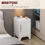 Bestoo Metal Locking Cabinet, 23.6" H Locker with 1 Magnetic Door and 1 Adjustable Shelve, Small Lockable Nightstand, White Bedside Storage Cabinets for Bedroom, Home, Office, School