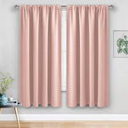 JIUZHEN Blush Pink Blackout Curtains for Bedroom - Thermal Insulated Room Darkening Noise Reducing, 52 x 63 Inch Length Curtains for Living Room, Set of 2 Panels with Tiebacks, Blush Pink