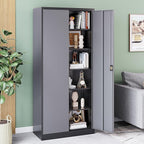 Metal Garage Storage Cabinet,71" H Tall Tool Cabinet with 2 Doors and 5 Adjustbale Shelves,Lockable Tool Cabinet for Garage,Basement,Home Office