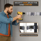 Heavy-Duty Stainless-Steel Broom Holder Wall Mount with 4 Racks and 5 Hooks | Rust Resistant Mop and Broom Hanger | Adjustable, Garage & Garden Tool Organizer | Silver Color