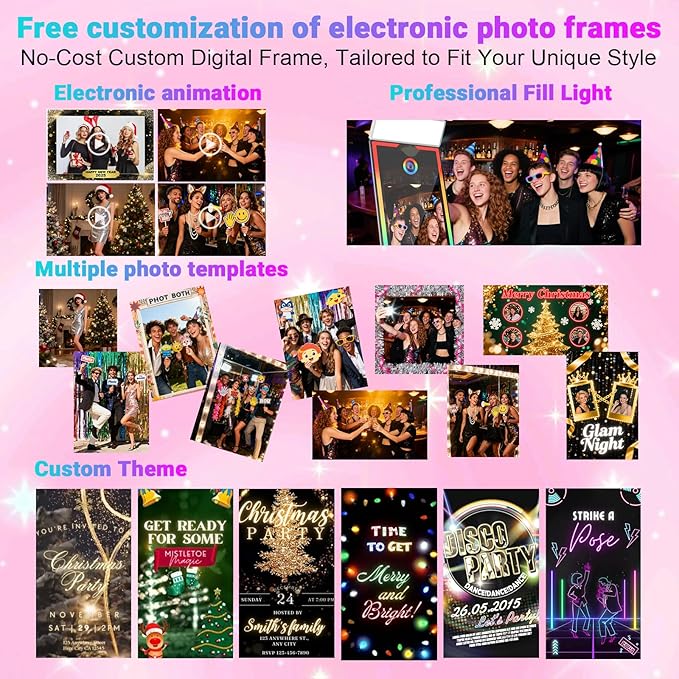 Magic Mirror Photo Booth 65" with 43" Touch Screen Selfie Mirror Photo Booth Machine with Flight Case, Mirror Photo Booth for Event Rental Wedding Party (65-43in White)