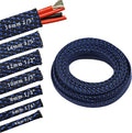 30ft PET Expandable Sleeving Wire Cable Sleeve (1/6", Blue&Black)