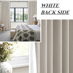 100% Blackout Elegant Curtains 95 Inch 2 Panel Set for Living Room/Sunroom Thermal Insulated Custom Curtains for Windows Boho Farmhouse Drapes Office(Ivory Cream/Off White)Hook Belt Pleated/Back Tab
