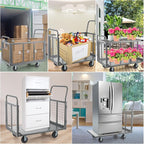 Platform Truck Cart with Cage, 5 in 1 Heavy Duty Platform Carts with Cage 2000 LBS Capacity Foldable Push Cart Dolly with 5" Casters for Groceries/Garage/Warehouse