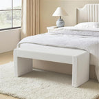Velvet Entryway Bench End of Bed Bench Upholstered Modern Window Bench Comfy Ottoman for Dining Room/Bedroom/Living Room/Hallway/Indoor (Ivory White)