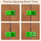 4 Pcs Deck Spacer Tool, Green Deck Board Spacers with 4 Thicknesses 1/16", 1/8", 3/16", 1/4", Deck Spacers Jig Clamp for Pressure Treated Composite Decking Boards