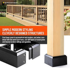 4"x4" (Actual: 3.5"x3.5") Deck Post Base Cover Split, Aluminum Post Base Trim Skirt Decorative Black 4Pack