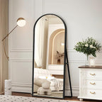 64"x21" Full Length Mirror with Stand, Shatterproof Arched Floor Mirror, Aluminum Alloy Thin Frame - Freestanding/Leaning/Wall Mount for Bedroom, Living Room & Entryway (Black)