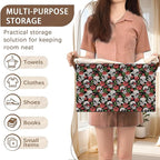 Skull Flower Pattern Collapsible Storage Bin-17x11.5x10.5 Inch Foldable Organizer for Halloween Decor, Gothic Room, Under Bed Storage-Single Pack