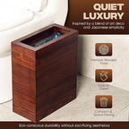 2.3 Gallons Rectangular Wooden Trash Can | Trash Can with Bin Liners | Decorative Waste Basket | Recycling Bin for Bathroom | Natural Wood Finish Basket for Kitchen | Paper Basket for Office