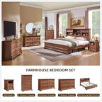 Farmhouse 6 Drawers Dresser for Bedroom, 54" Wide Large Dressers & Chests of Drawers w/Roman Column, Wooden Dresser TV Stand with Large Drawers for Bedroom Living Room Hallway,Reclaimed Barnwood