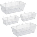 Sieral 4 Pcs Pegboard Baskets Metal Wire Shelf Baskets Peg Board Organizer Accessories Wall Mount Organizer Attachments for Garage Workbench Various Tool Accessories, 2 Sizes (White,Medium, Large)