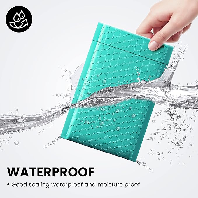 Fuxury Small Bubble Mailers 4x8 Inch 500 Pack, Teal Bubble Mailer, Self Seal Padded Envelopes Gifts Mailing Envelopes Bubble Padded for Shipping, Small Business Bulk