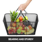 Mophorn 12PCS Shopping Baskets with Handles, Black Metal Shopping Basket, Portable Wire Shopping Basket, Black Wire Mesh shopping Basket Set for Stores Shopping