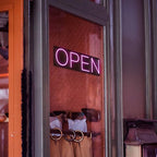 HiNeon Pink Neon Open Sign 20inx7in LED Open Sign w/Remote Controller, Electric Light Up Open Sign for Business Store, w/Hanging Chain for Shop Windows, Direct Plug-In w/ 12V Power Adapter