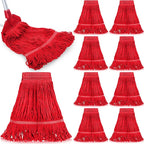 Nuogo 10 Pcs Commercial Mop Head Replacement Floor Cleaning Wet Heavy Duty Commercial Mop Refills General Cleaning(27.6 Inch,Red)
