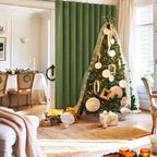 Hiasan Christmas Room Divider Curtains Blackout Patio Sliding Door Curtain Privacy Room Noise Reduction Panel with Back Tab & Rod Pocket for Glass Door Bedroom Partition(80 x 84 Inches, Olive Green)