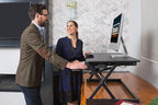 Rocelco 40" Large Height Adjustable Standing Desk Converter - Quick Sit Stand Up Dual Monitor Riser - Gas Spring Assist Computer Workstation - Retractable Keyboard Tray - Black (R DADRB-40)