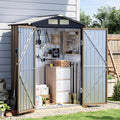 5x3 FT Outdoor Metal Storage Shed, Double Door, 1 Clear Window, Tool Shed for Garden, Patio, Backyard Brown