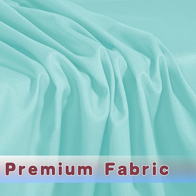 HolidayIdeas Fitted Table Covers - 96 x 30 Inch - 2 Pack Rectangle Tablecloths for 8 Foot Tables, Polyester Fabric Tablecloth for Parties, Holiday Dinner, Trade Show (Aqua)