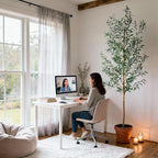 Large Artificial Olive Tree Tall Fake Olives Trees Indoor Outdoor Realistic Floor Plant Faux Plastic Plants for House Home Living Room Bedroom Office Front Porch Modern Farmhouse Silk Tree Decor