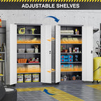 Metal Storage Cabinet-71” Tall Steel File Cabinets with Lockable Doors and Adjustable Shelves-Gray&White Steel Storage Cabinet for Home,Kitchen, School, Office, Garage