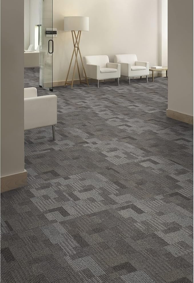 Mohawk Basics 24" x 24" Berber (Loop pile), 0.09" Pile Height, Carpet Tile, PET Fiber, Stone Walk Color, (24 Tiles), (96 sqft/carton)