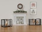 Vantas Folding Pet Gate 96" Wide, 30" Tall No-Assembly Metal Dog Gate, Freestanding Wire Pet Gate, Pet Puppy Safety Fence, Extra Wide with 2PCS Support - Black