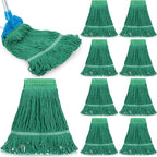 Nuogo 10 Pcs Commercial Mop Head Replacement Floor Cleaning Wet Heavy Duty Commercial Mop Refills General Cleaning(27.6 Inch,Green)