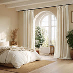 NICETOWN Pinch Pleated Natural Thick Linen Curtains 84 inches Long for Living Room 2 Panels Set, Back Tab/Rod Pocket with Pleat Tape Privacy Added Window Treatments for Farmhouse/Bedroom, W55 x L84