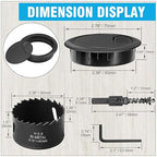 2-3/8" Spring Desk Grommet, JTemgle Plastic Cable Hole Cover with Hole Saw Computer Table Cord Wire Organizer Caps Desktop Cord Management for Home Office TV Stands Tabletops - Black, 7 Pcs