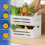ELONG HOME Wooden Crate, 2 Pack Fast Assemble Wooden Crate for Storage, Decorative Farmhouse Wooden Crate Basket, Vintage Wood Crates Display for Fruits and Vegetables
