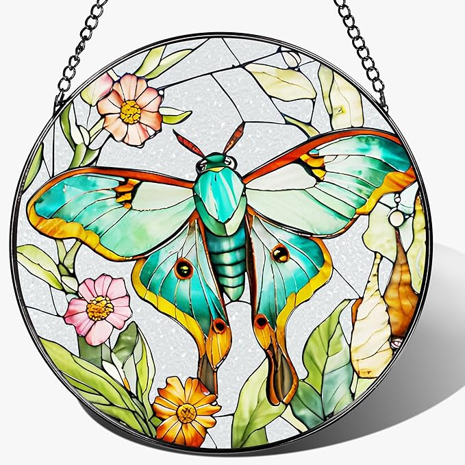Stained Glass Window Hanging, 8 Inch Sun Catchers Indoor Window, Butterfly Suncatchers for Windows Doors Home Decor and Christmas, Festival, Mother's Day, Birthday, Gifts for Women, Butterfly Lovers