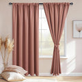 JIUZHEN Blackout Curtains for Bedroom - 60 Inch Extra Wide Thermal Insulated Room Darkening Privacy Soundproof Curtains for Living Room/Dorm Room, Set of 2 Panels, 70 x 84 inches,Dusty Rose