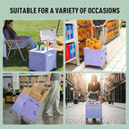 Folding Utility Cart Portable Rolling Crate Handcart Shopping Trolley Collapsible Tool Box, with Lid, on Rotate Wheels, for Grocery, Shopping, Office, Teacher, Camp,File (Purple)
