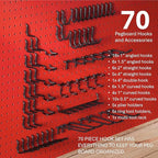Extra Thick Black 1/4'' Pegboard Hooks for Hanging Tools, Set of 70 Pieces 1/4'' Black Peg Board Accessories Peg Hooks, Peg Board Attachments for Tools Organization