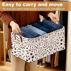 32L Large Storage Bins with Handles, Basket Organizer for Shelves, Closet, Books, Laundry & Home Decor (Pink Leopard Print)