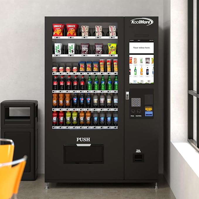 KoolMore Refrigerated Snack Vending Machine with 60 Slots and 22 Inch Touch Screen with Bill Acceptor in Black (KM-VMRT-50-B)