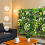 Artificial Plant Wall Panels: 20"×20" 16P UV-Anti Faux Grass Wall Backdrop Boxwood Ivy Fence Privacy Screen Fake Greenery Leaf Hedge for Outdoor,Indoor,Garden,Backyard and Home Decor