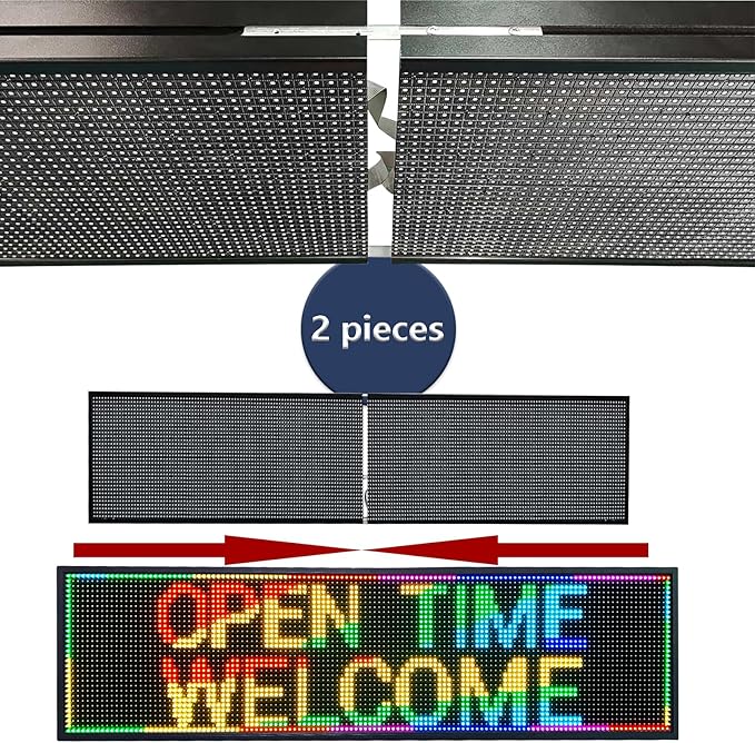 P10 52x14 inch Full Color WiFi LED Display Sign Outdoor Waterproof lP45 Digital Boardfor Restaurants, Cafes & Bars with Dynamic Ads, Remote Programming and Easy Setup