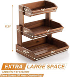 HOLANA Acacia 3 Tier Fruit Basket for Counter – Wooden Fruit Bowl for Kitchen Counter Organizer & Produce Storage Wooden Basket, Snack Organizer for Countertop, Kitchen Counter Storage (Acacia)