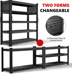 SILVEL 48.2" W Garage Shelving, 5000LBS Heavy Duty Metal Shelving, 2025 Grid Storage Shelves with 2 Side Pegboards, Industrial 5 Tier Shelves for Basement Pantry Warehouse Supermarket, 10 Pack