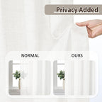 White Linen Pinch Pleated Semi Sheer Curtains 2 Panels 130 Inches Long, Back Tab with Hooks, Window Treatment Curtains for Living Room 42 Inch Wide
