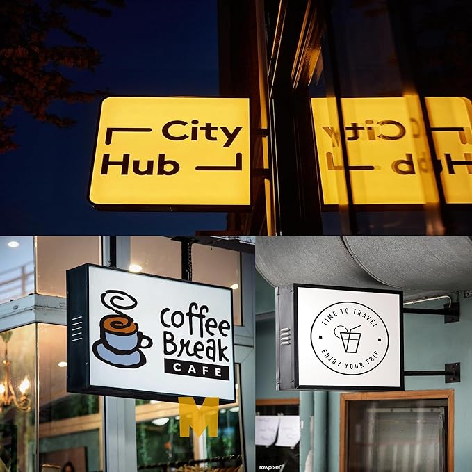 Custom Advertising Logo Lightbox Sign - Double Sided Outdoor LED Logo Shop Signs for Business Retail Advertising,Salon, Cafés, Bars & Restaurants (Square)