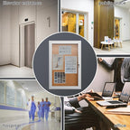 36"x24" Lockable Enclosed Bulletin Board, Outdoor Cork Weather-Resistant Aluminum Frame Notice Board, Wall Mounted Display Case Acrylic Doors for School,Office,Silver Frame w/Cork