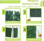 AOKIE 20"X20" Artificial Grass Wall, 24Pcs Boxwood Hedge Wall Panels UV-Anti Grass Backdrop Wall Decor, Greenery Privacy Hedge Screen for Indoor Outdoor Patio Balcony, Party Garden Fence Decor