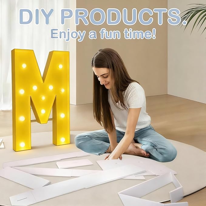 3FT/36 Inch Marquee Light up letters with Warm Lights,White Marquee letter A-Z for Birthday Party Large Mosaic Frame Letter Cardboard Pre-Cut Foam Board Sign Diy Decorations Anniversary (F)